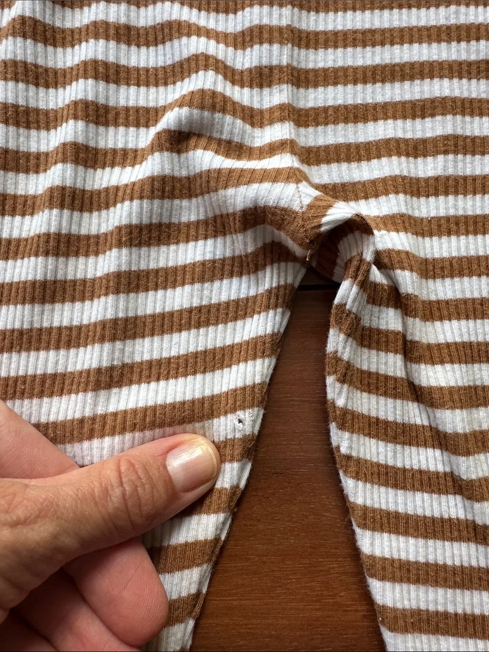 Brave Little Ones Striped Brown White Ribbed Long Sleeve Bamboo Pajama Set 4T